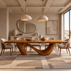 Contemporary Live Edge Dining Table With Twisted Wave Base For Dining Room