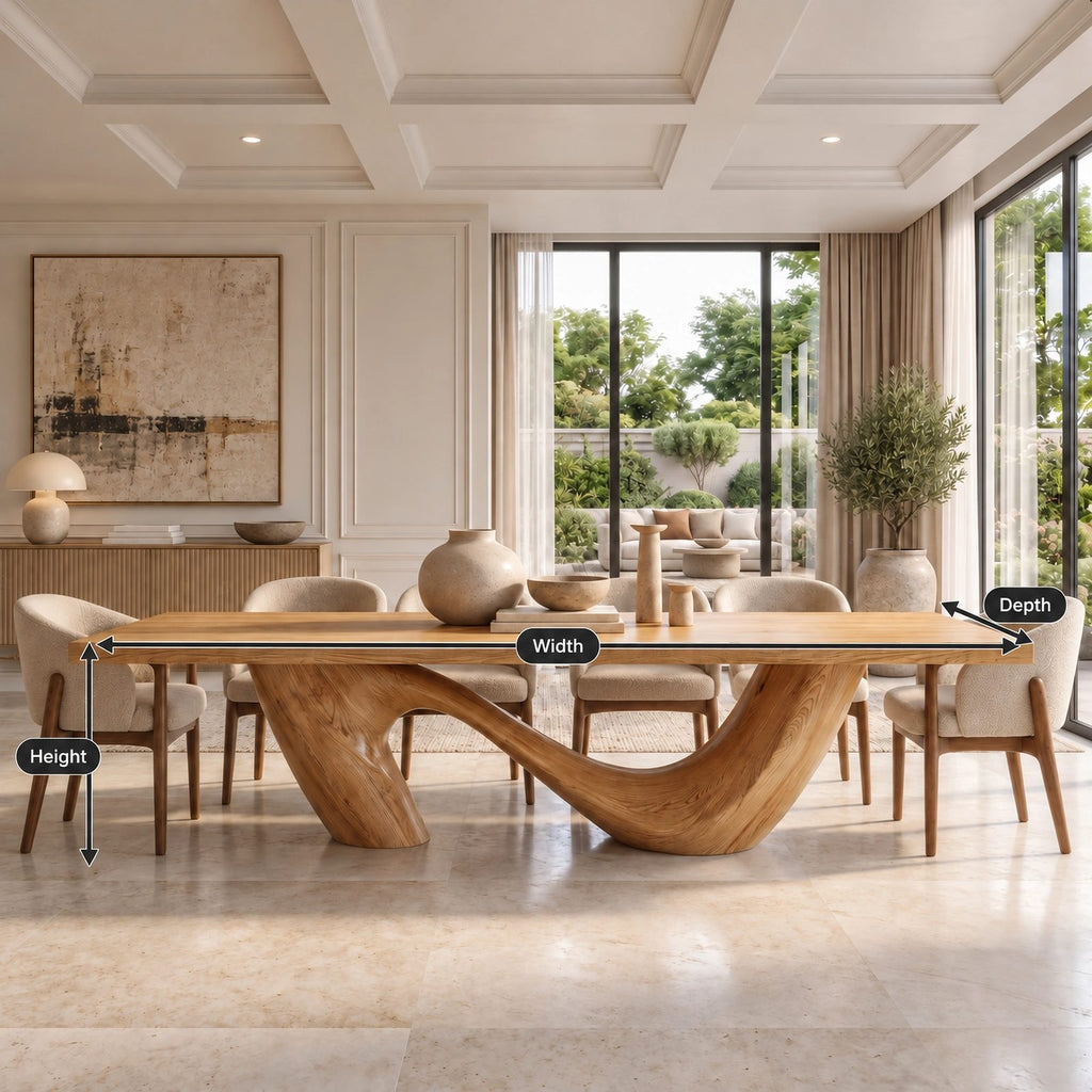 Contemporary Live Edge Dining Table With Twisted Wave Base For Dining Room