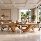 Contemporary Live Edge Dining Table With Twisted Wave Base For Dining Room
