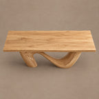 Contemporary Live Edge Dining Table With Twisted Wave Base For Dining Room