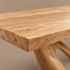 Contemporary Live Edge Dining Table With Twisted Wave Base For Dining Room