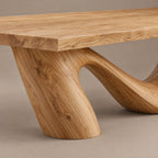 Contemporary Live Edge Dining Table With Twisted Wave Base For Dining Room