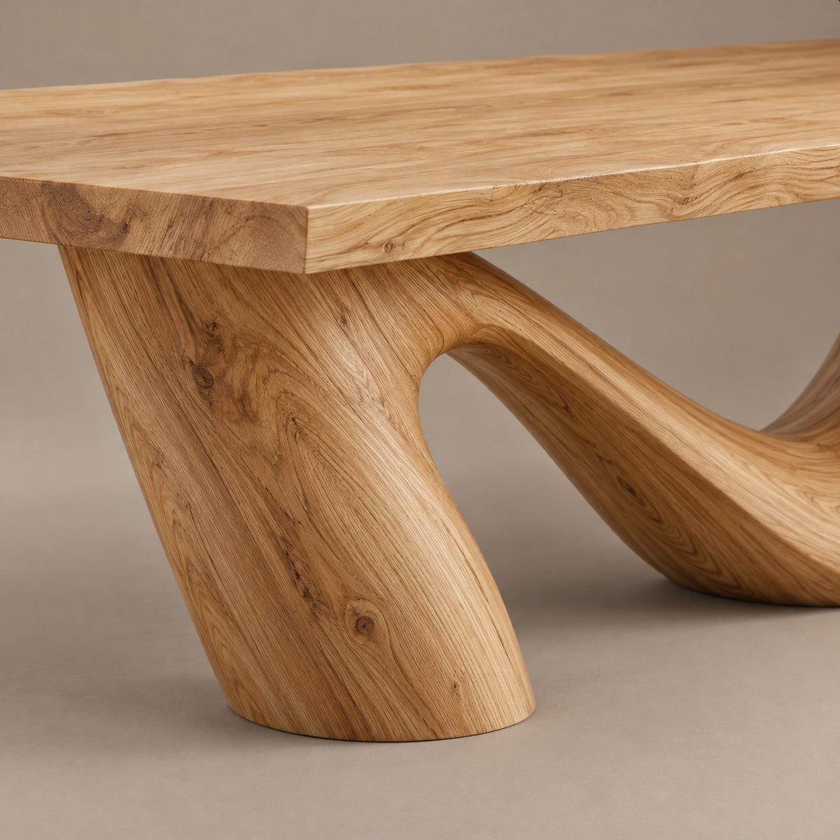Contemporary Live Edge Dining Table With Twisted Wave Base For Dining Room