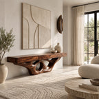 Organic Floating TV Stand With Carved Loop Base For Living Room
