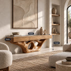 Organic Floating TV Stand With Carved Loop Base For Living Room
