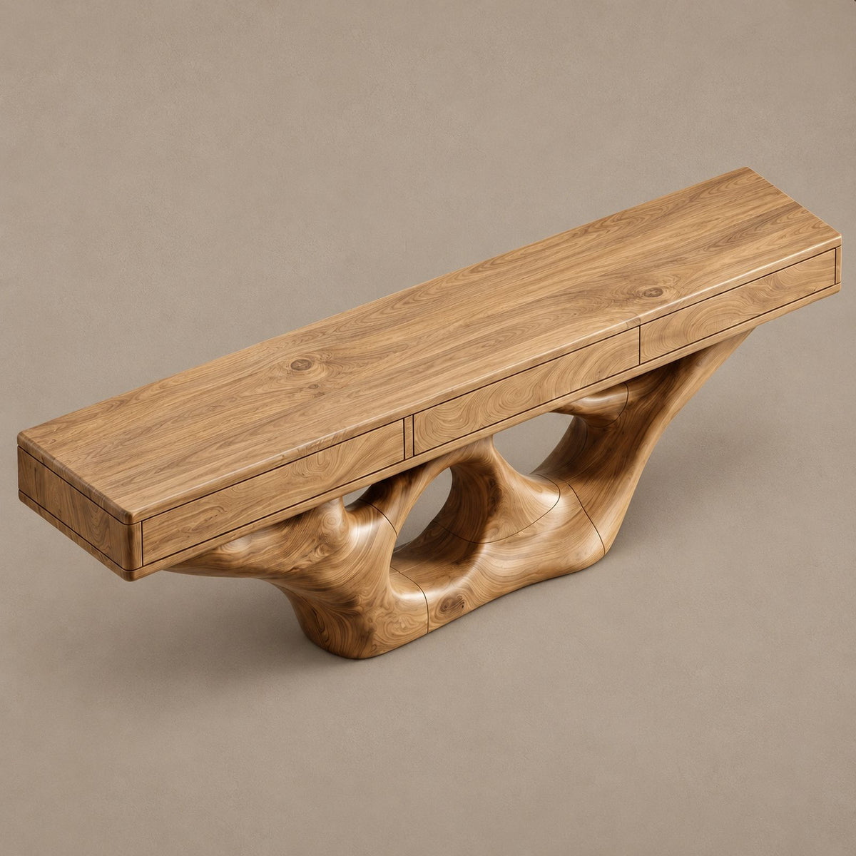 Organic Floating TV Stand With Carved Loop Base For Living Room