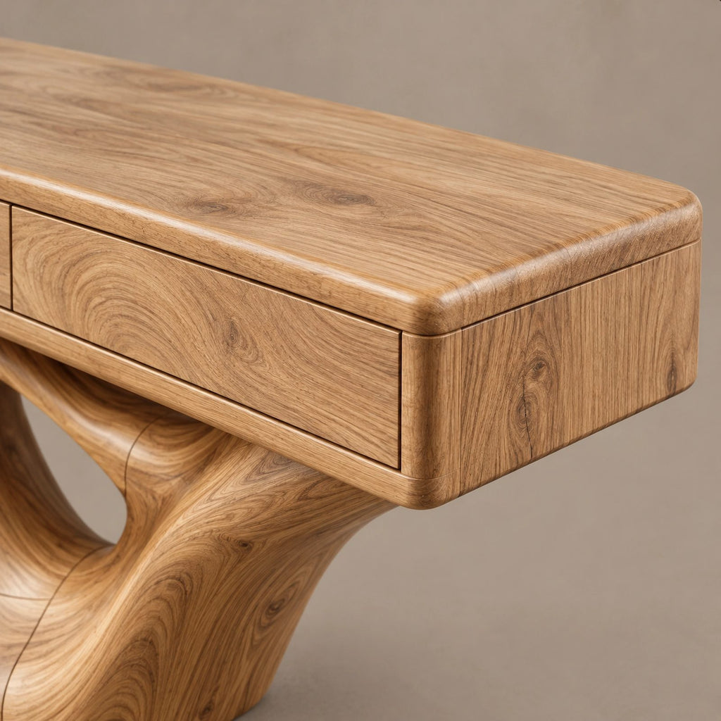 Organic Floating TV Stand With Carved Loop Base For Living Room