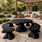 Farmhouse Round Dining Table With Natural Stump Legs For Dining Room