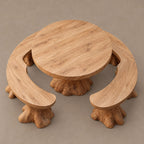 Farmhouse Round Dining Table With Natural Stump Legs For Dining Room