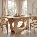 Modern Solid Wood Dining Table With Waterfall Cutout Base For Dining Room