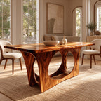 Modern Solid Wood Dining Table With Waterfall Cutout Base For Dining Room