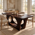 Modern Solid Wood Dining Table With Waterfall Cutout Base For Dining Room