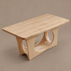 Modern Solid Wood Dining Table With Waterfall Cutout Base For Dining Room
