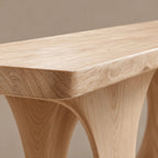 Modern Solid Wood Dining Table With Waterfall Cutout Base For Dining Room