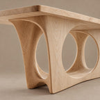Modern Solid Wood Dining Table With Waterfall Cutout Base For Dining Room