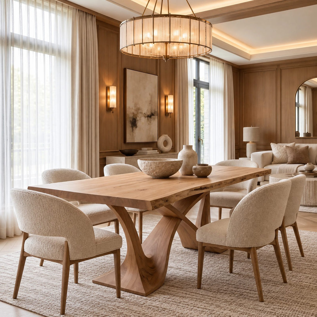 Contemporary Dining Table With Crossed Branch Legs For Dining Room