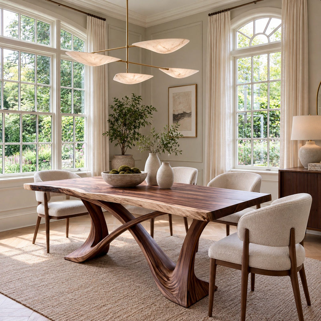 Contemporary Dining Table With Crossed Branch Legs For Dining Room