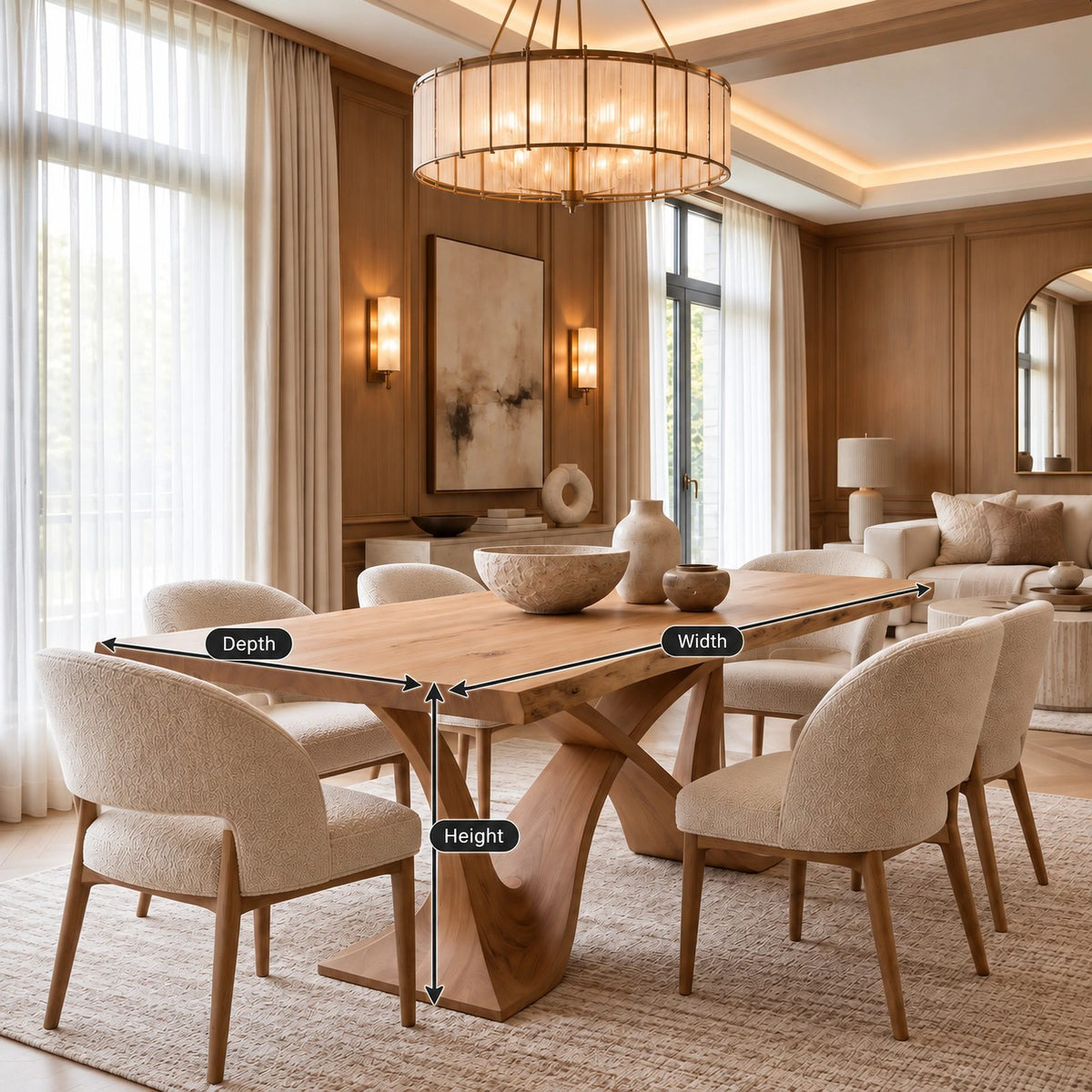 Contemporary Dining Table With Crossed Branch Legs For Dining Room