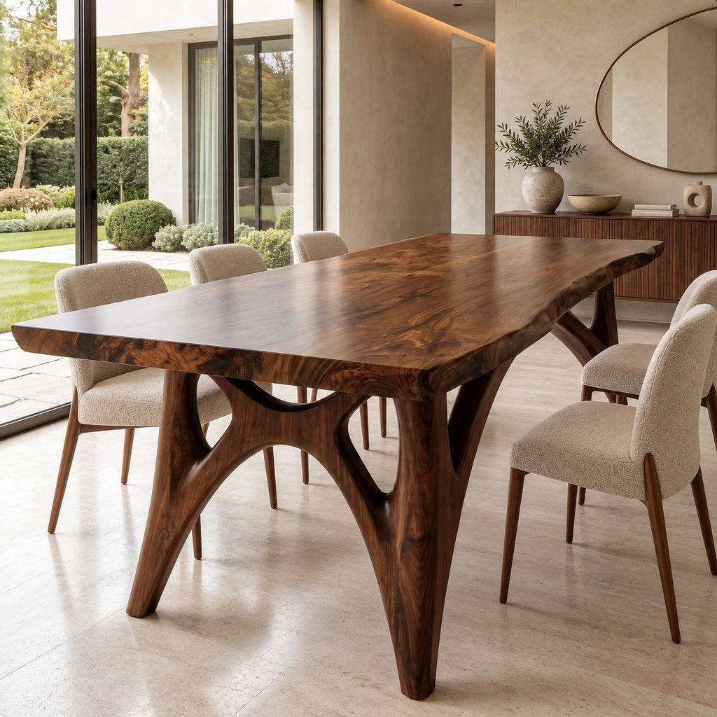 Rustic Live Edge Dining Table With Gnarled Root Legs For Dining Room