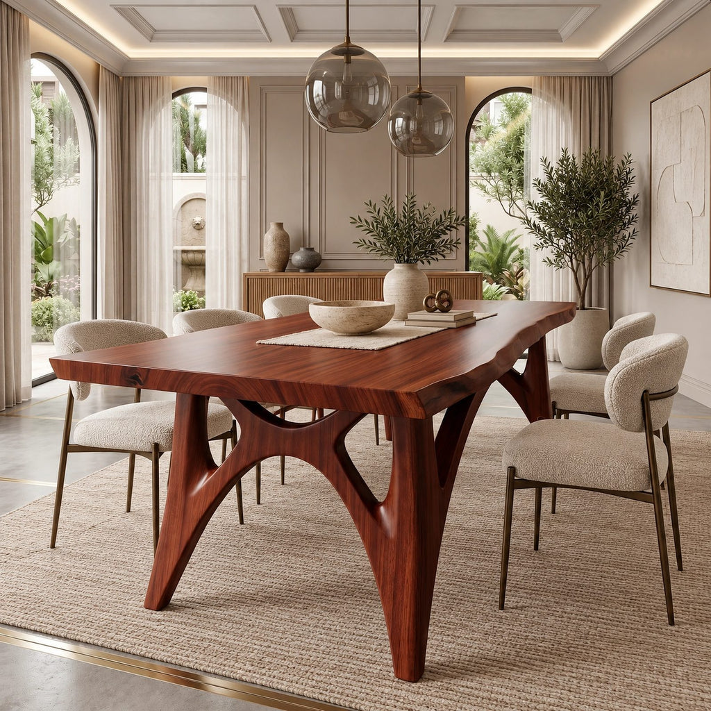 Rustic Live Edge Dining Table With Gnarled Root Legs For Dining Room