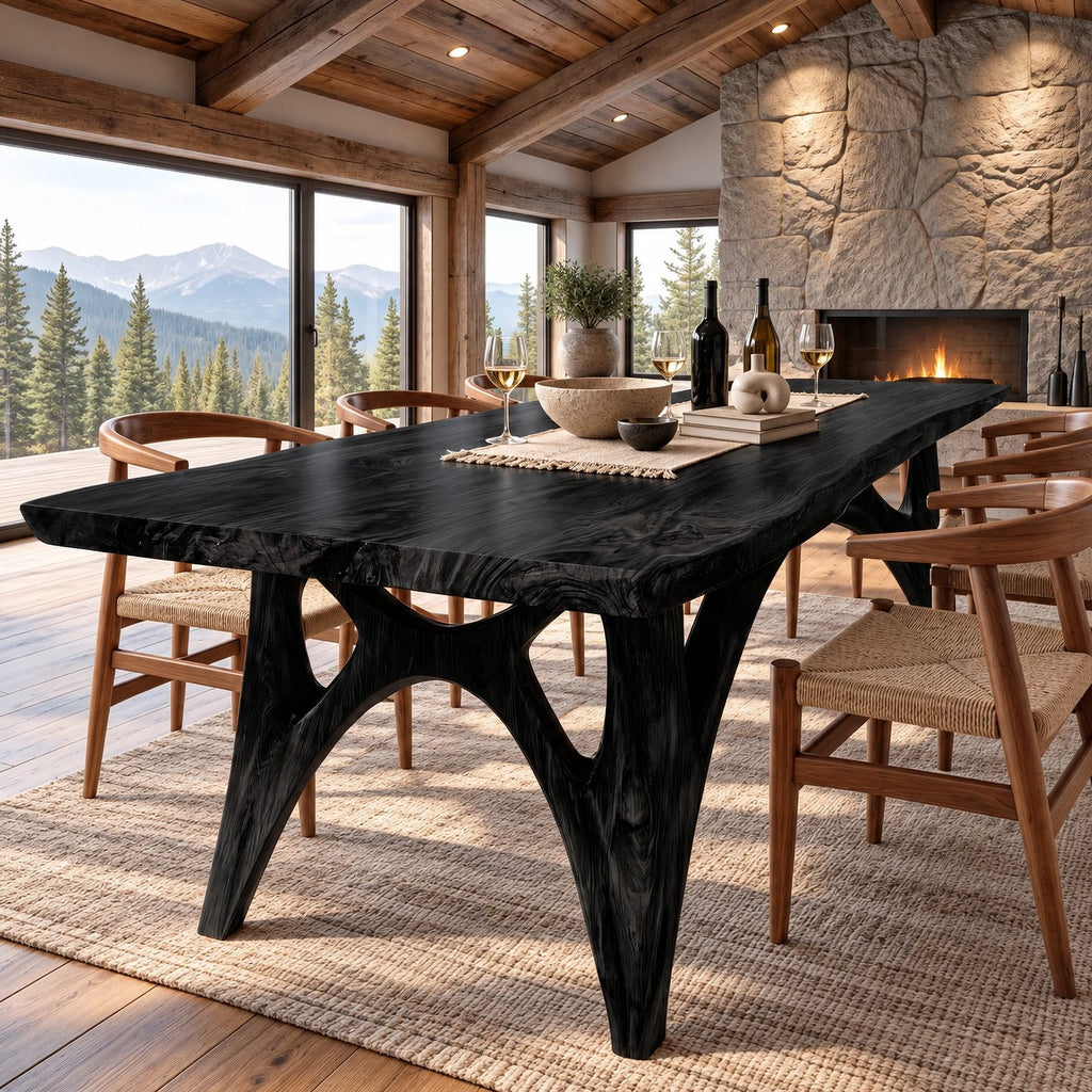 Rustic Live Edge Dining Table With Gnarled Root Legs For Dining Room