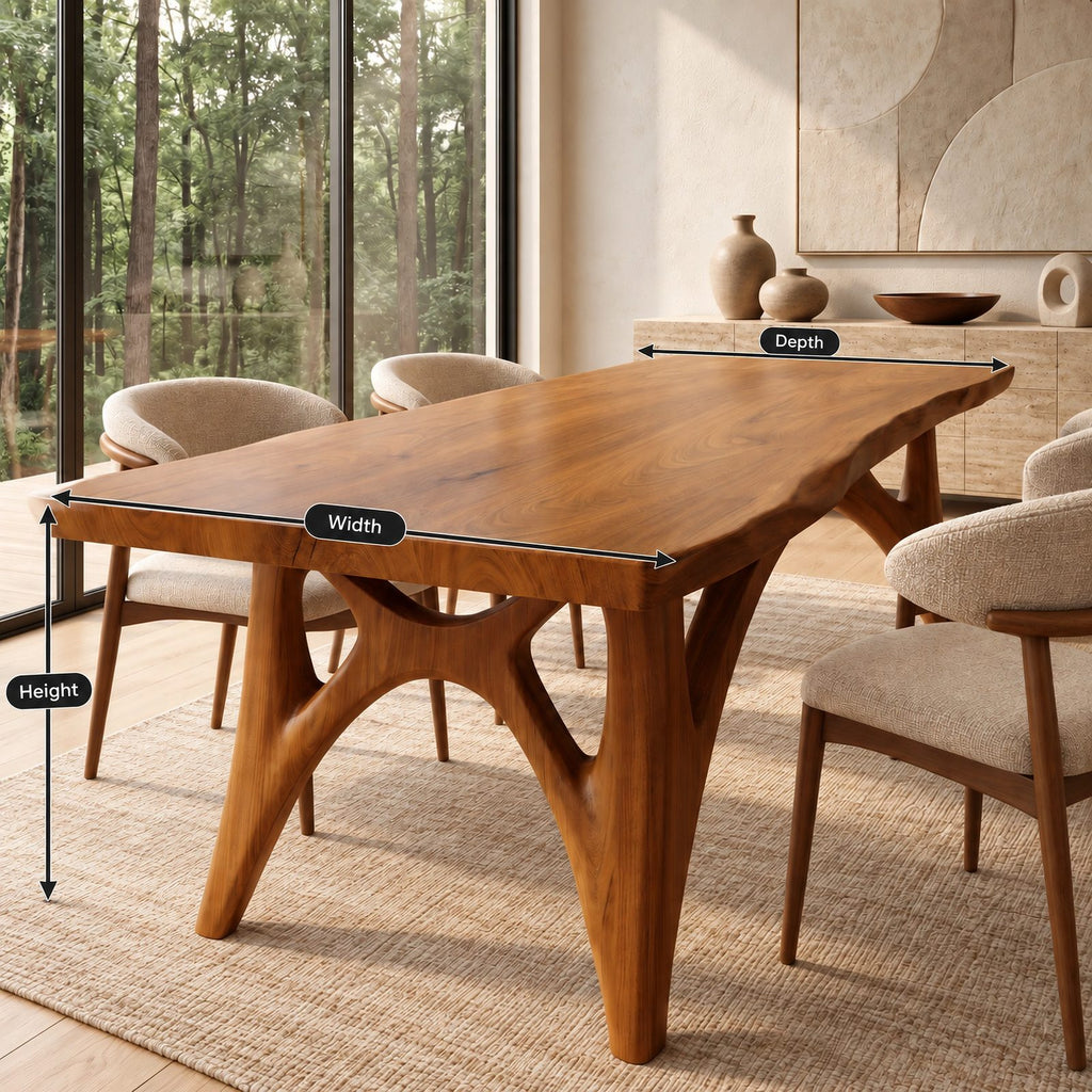 Rustic Live Edge Dining Table With Gnarled Root Legs For Dining Room