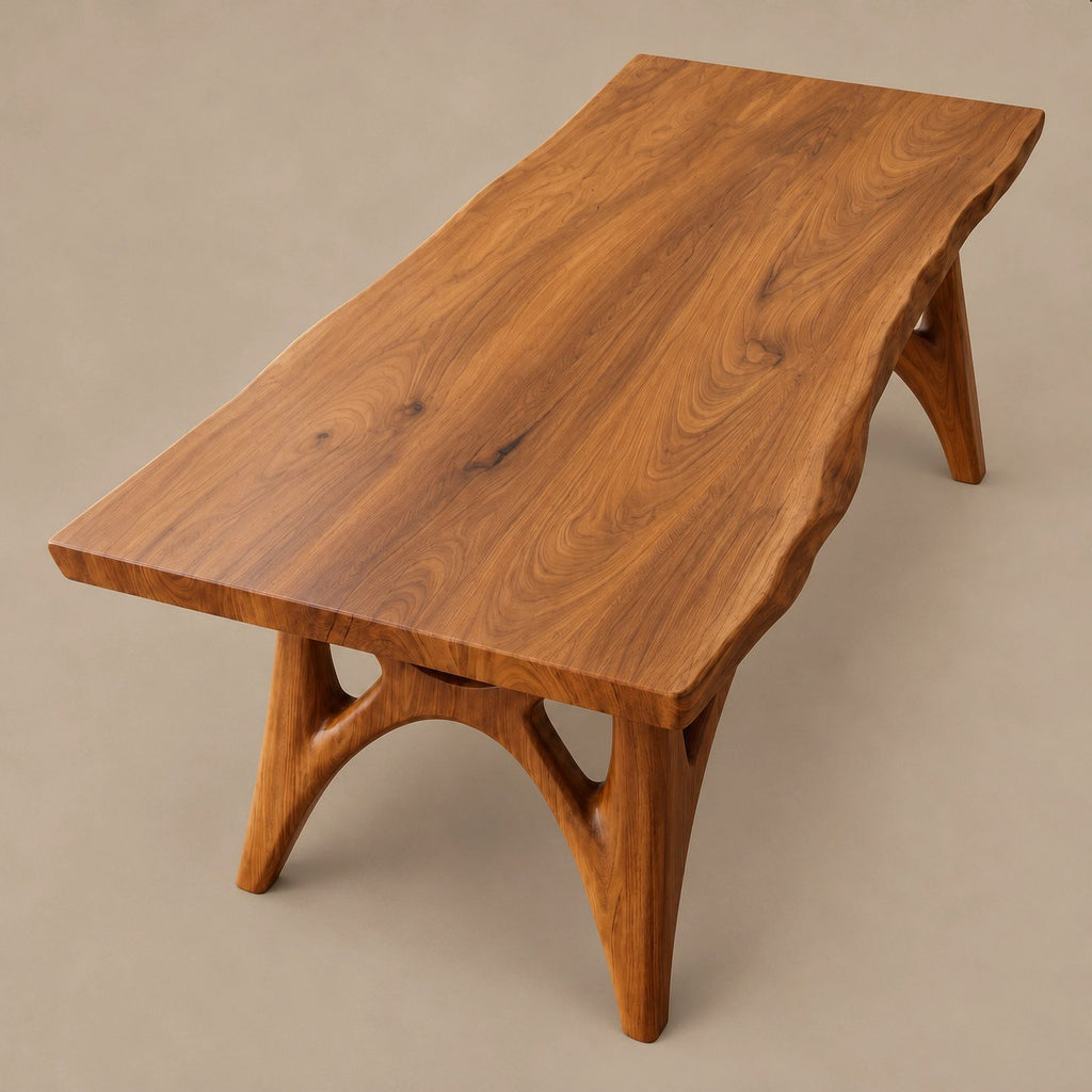 Rustic Live Edge Dining Table With Gnarled Root Legs For Dining Room