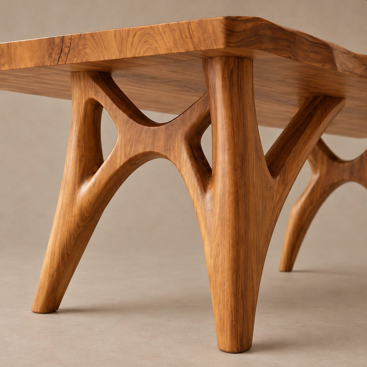 Rustic Live Edge Dining Table With Gnarled Root Legs For Dining Room