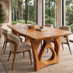 Modern Live Edge Dining Table With Sculptural Arch Base For Dining Room