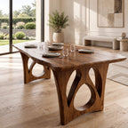 Modern Live Edge Dining Table With Sculptural Arch Base For Dining Room