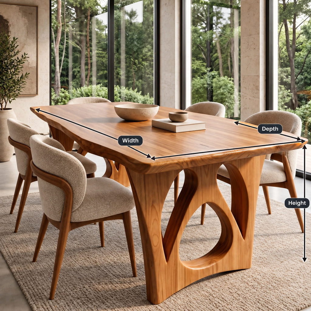 Modern Live Edge Dining Table With Sculptural Arch Base For Dining Room