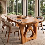 Modern Live Edge Dining Table With Sculptural Arch Base For Dining Room