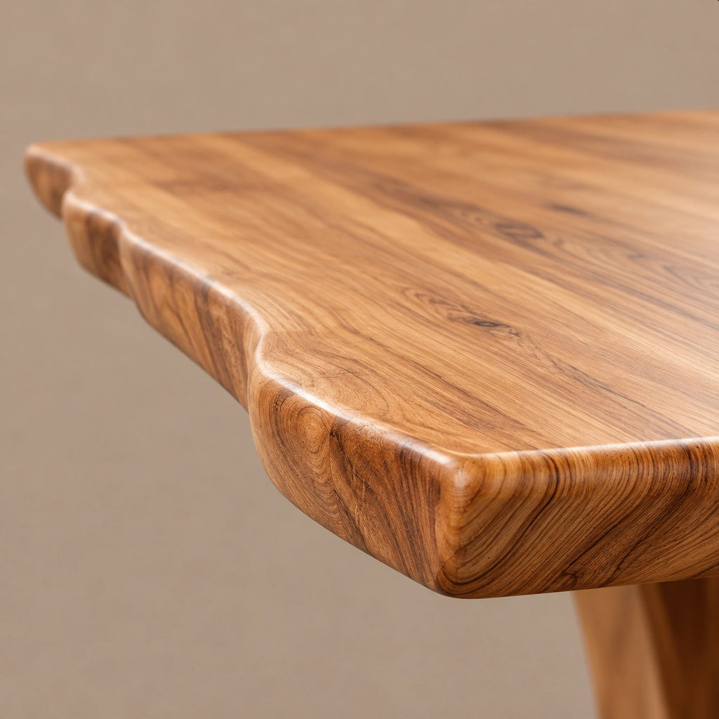 Modern Live Edge Dining Table With Sculptural Arch Base For Dining Room