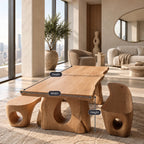 Sculptural Live Edge Dining Table With Carved Trunk Base For Dining Room