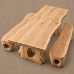 Sculptural Live Edge Dining Table With Carved Trunk Base For Dining Room
