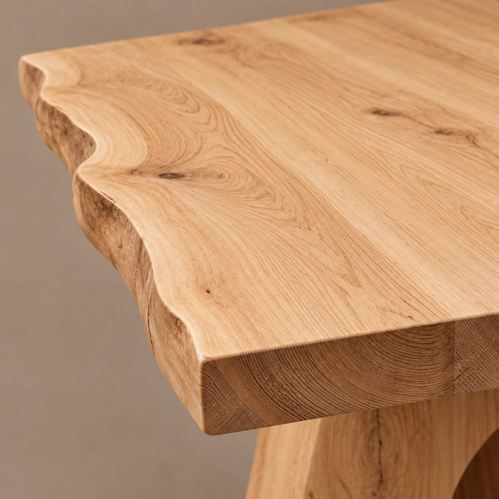 Sculptural Live Edge Dining Table With Carved Trunk Base For Dining Room