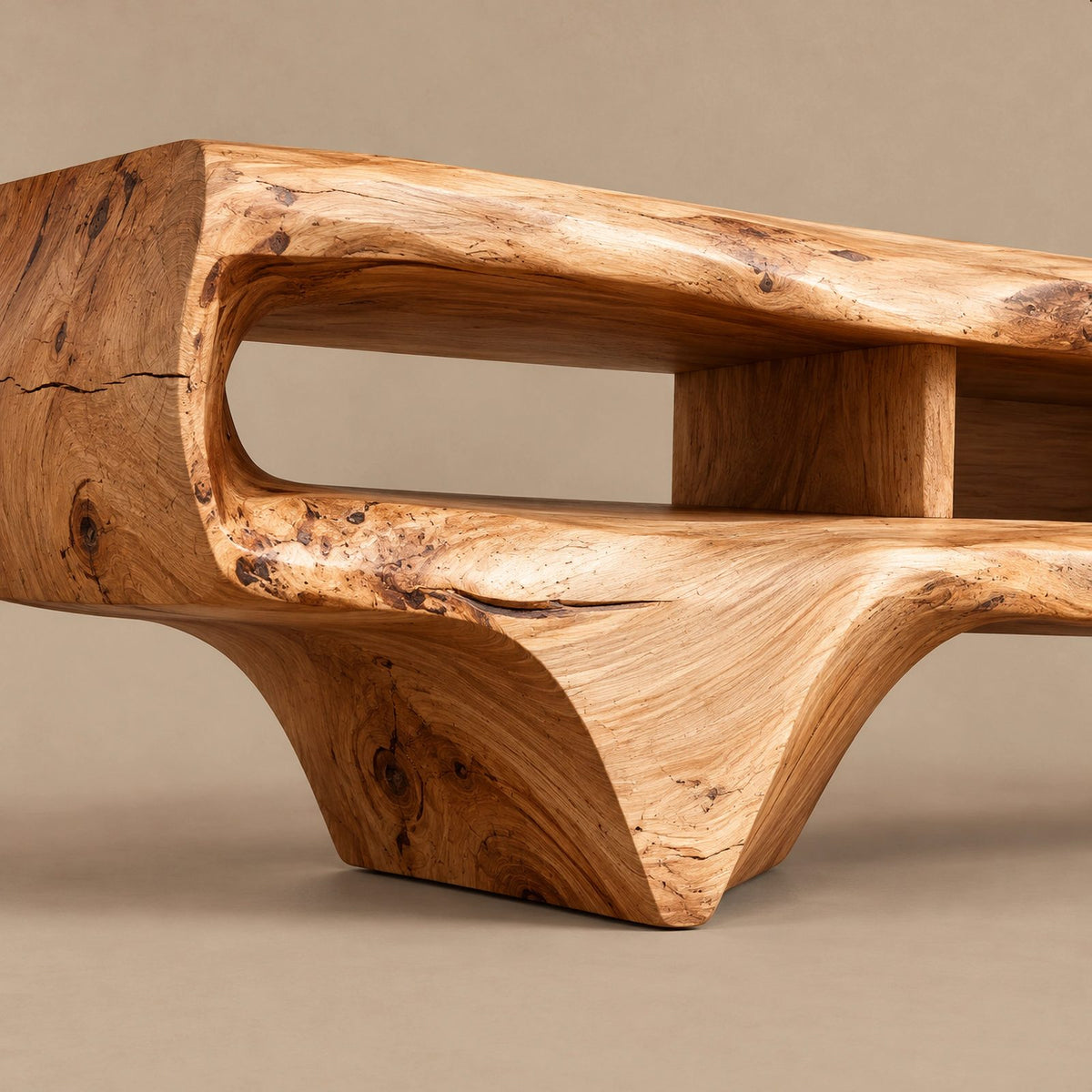 Contemporary Live Edge Floating TV Stand With Open Shelf For Living Room