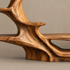 Rustic Tree Branch Wood TV Stand With Display Shelves For Living Room