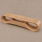 Handcrafted Sculptural Wood TV Stand With Open Loop Base For Living Room