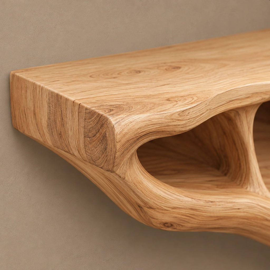 Organic Solid Wood Tree TV Console With Branch Shelves For Living Room