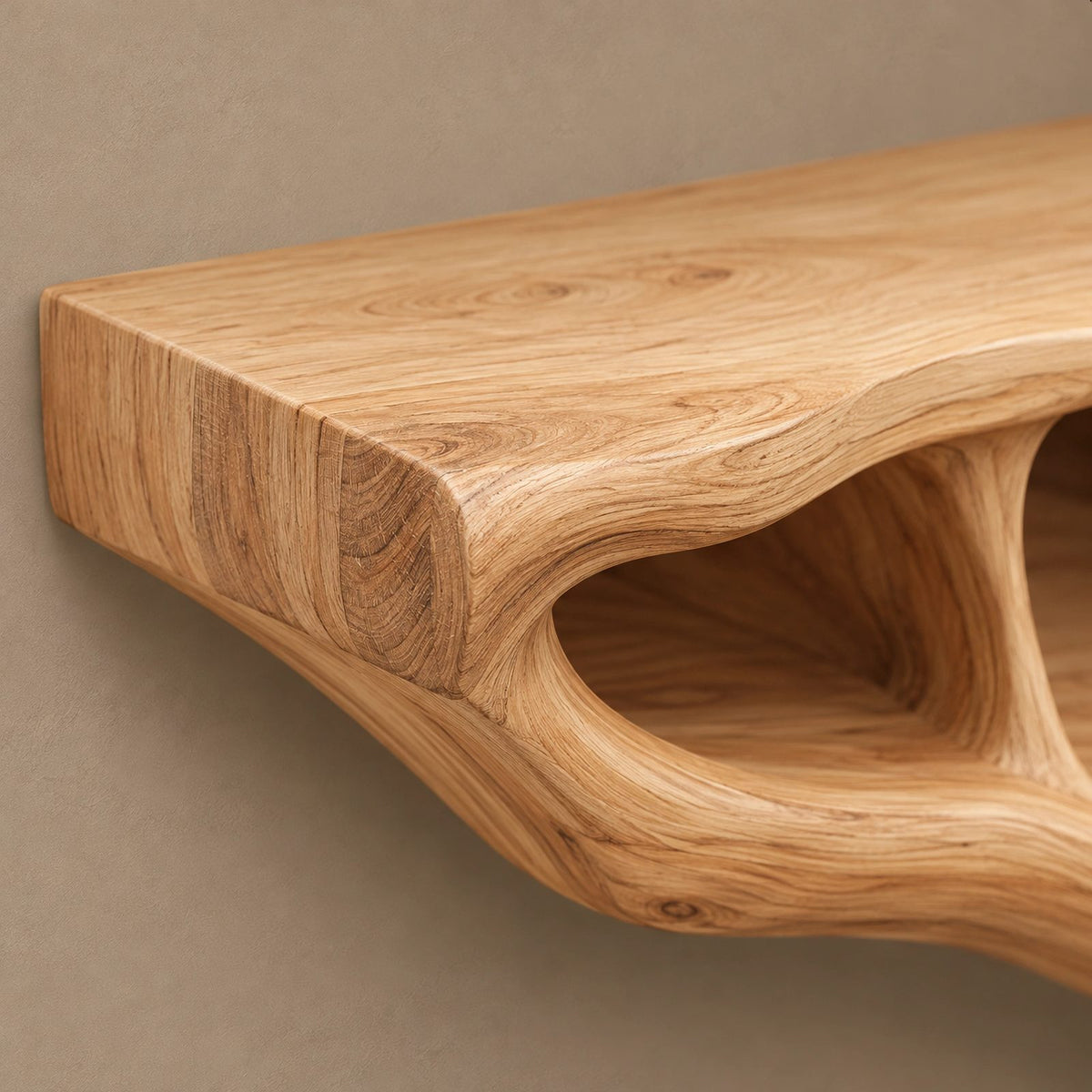 Organic Solid Wood Tree TV Console With Branch Shelves For Living Room