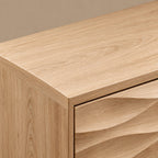 Handcrafted Carved Solid Wood TV Cabinet With Wave Doors For Living Room