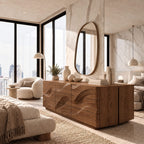 Contemporary Dresser With Raised Sculpted Wave Front For Bedroom