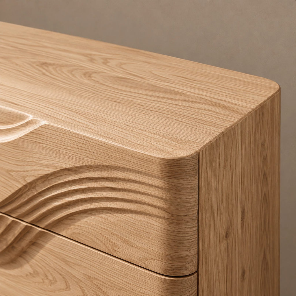 Contemporary Dresser With Raised Sculpted Wave Front For Bedroom