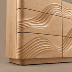 Contemporary Dresser With Raised Sculpted Wave Front For Bedroom