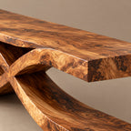Sculptural Solid Wood TV Console With Crossed Base For Living Room