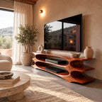 Contemporary Solid Wood TV Console With Three Open Tiers For Living Room