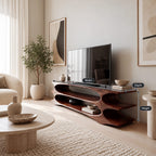 Contemporary Solid Wood TV Console With Three Open Tiers For Living Room