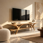 Organic Branch Leg TV Console With Open Shelving For Living Room