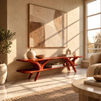 Organic Branch Leg TV Console With Open Shelving For Living Room